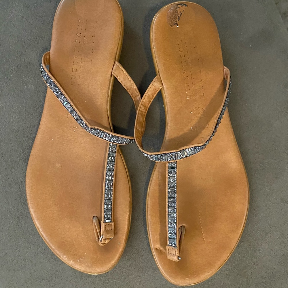 Gray sparkle Italian made flip flops
